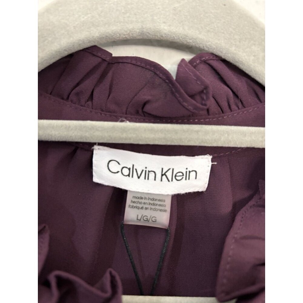 Calvin Klein Collared Flutter Cap Sleeve Cascadin… - image 4
